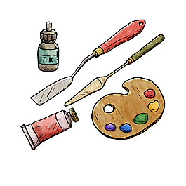 手绘画板颜料元素