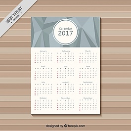 灰色中的多边形日历2017
