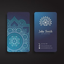 蓝色企业名片，民族风格