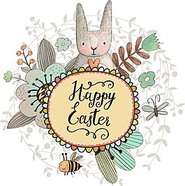 手绘卡通植物动物