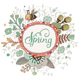 手绘卡通动物植物