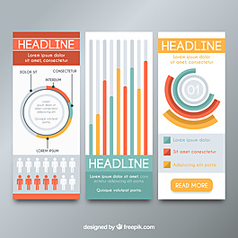 神奇图表横幅与平面设计图