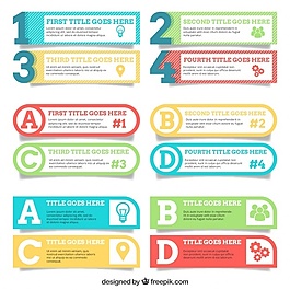 一套彩色图表横幅与各种设计