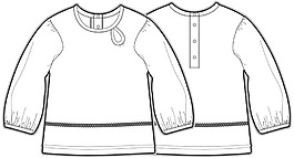 长袖3-5岁小宝宝服装设计线稿矢量素材