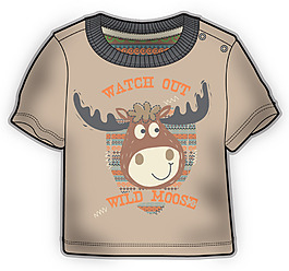 卡通小鹿短袖彩色婴儿服装设计矢量素材