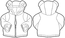 猫耳朵外套白海服装白色线稿设计矢量素材