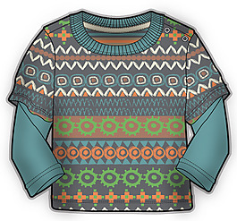 府库花纹彩色婴儿服装设计矢量素材