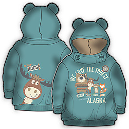 蓝色连帽童装彩色婴儿服装设计矢量素材