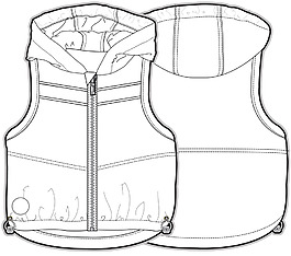 无袖棉衣儿童服装设计秋冬装线稿矢量素材