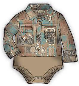 名族风连体彩色婴儿服装设计矢量素材