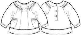 长袖3-5岁小宝宝服装设计线稿矢量素材