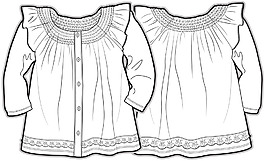 娃娃衣长袖3-5岁小宝宝服装设计线稿