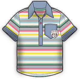 条纹短袖卡通服装设计素材矢量