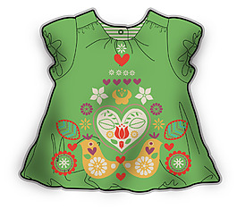 绿色短袖女宝宝服装设计彩色矢量原稿