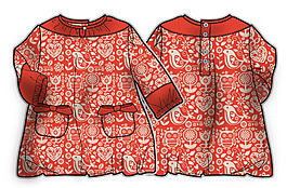 红色棉衣女宝宝服装设计彩色矢量原稿