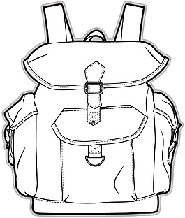 双肩背包设计线稿矢量素材