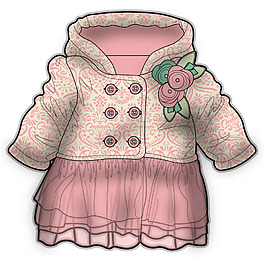 粉色长袖小女生服装设计彩色矢量原稿