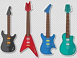 彩色卡通吉他插图免抠png透明图层素材