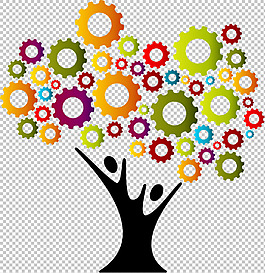 抽象齿轮大树图形免抠png透明图层素材
