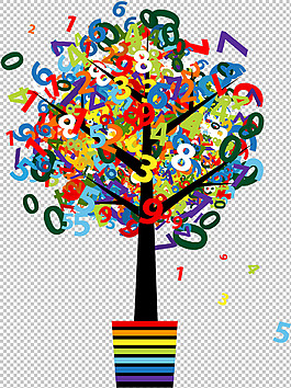 抽象数字图形大树免抠png透明图层素材