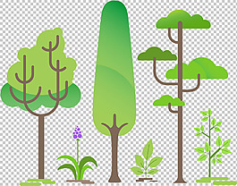 卡通抽象树木免抠png透明图层素材