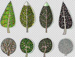 卡通抽象树木免抠png透明图层素材