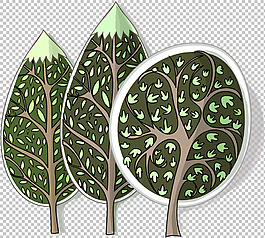 卡通风格树木免抠png透明图层素材