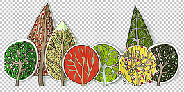 卡通风格树免抠png透明图层素材