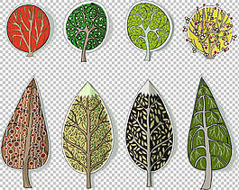 卡通风格抽象树木免抠png透明图层素材