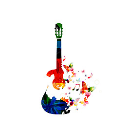 手绘彩色吉他元素