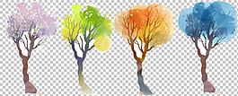 水彩效果大树插图免抠png透明图层素材