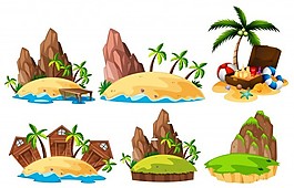 岛屿插图的不同场景