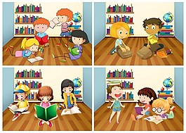 学生阅览室插画书