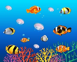 鱼游插图水下场景