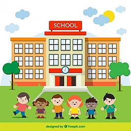 可爱的孩子们在学校