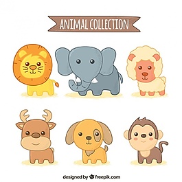 可爱的包有六个手绘动物