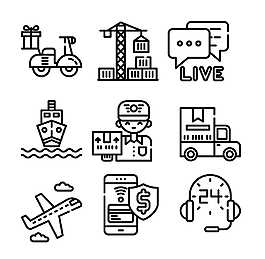 扁平线性货运图标