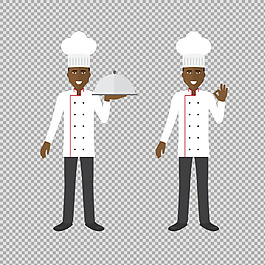 黑人厨师人物插图免抠png透明图层素材