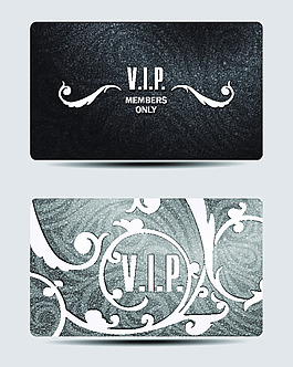 黑白花纹VIP卡礼品卡设计矢量