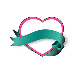 手绘飘带心形元素