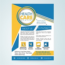 带有橙色和蓝色的医学传单