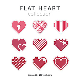 不同设计的心的扁平收藏