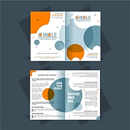 带有橙色和蓝色圆圈的公司传单