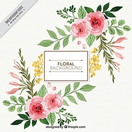 美丽的水彩花卉背景