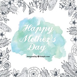 母亲节快乐与水彩污渍