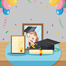 各种毕业元素免抠png透明图层素材
