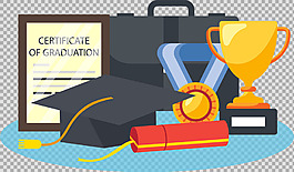 各种毕业元素免抠png透明图层素材