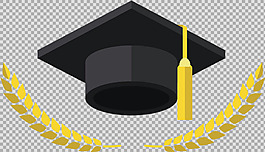 毕业帽子麦穗元素免抠png透明图层素材卡通人物佩戴毕业季学士帽素材