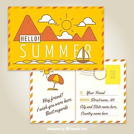 黄色夏日明信片