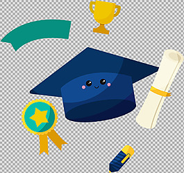 各种毕业元素免抠png透明图层素材